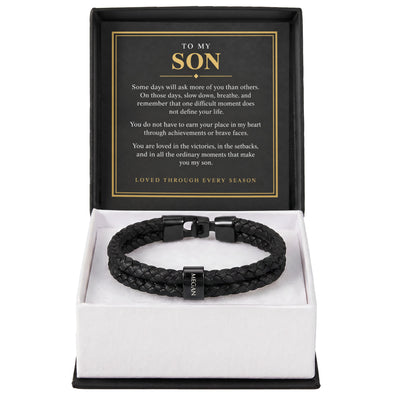 Load image into Gallery viewer, To My Son Personalized Name Bracelet - Loved Through Every Season

