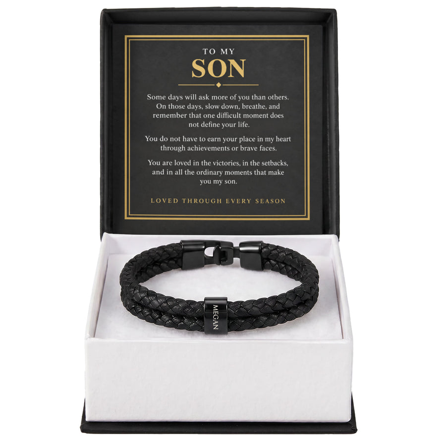 To My Son Personalized Name Bracelet - Loved Through Every Season