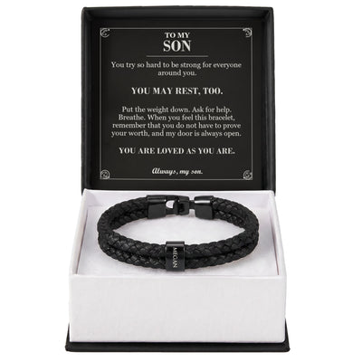 Load image into Gallery viewer, To My Son, You May Rest Too - Personalized Name Bracelet
