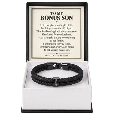 Load image into Gallery viewer, To My Bonus Son Personalized Name Bracelet - Life Gave Me the Gift of You

