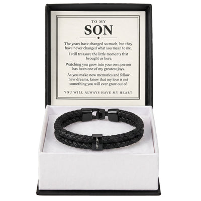 Load image into Gallery viewer, To My Son Personalized Name Bracelet - You Will Always Have My Heart
