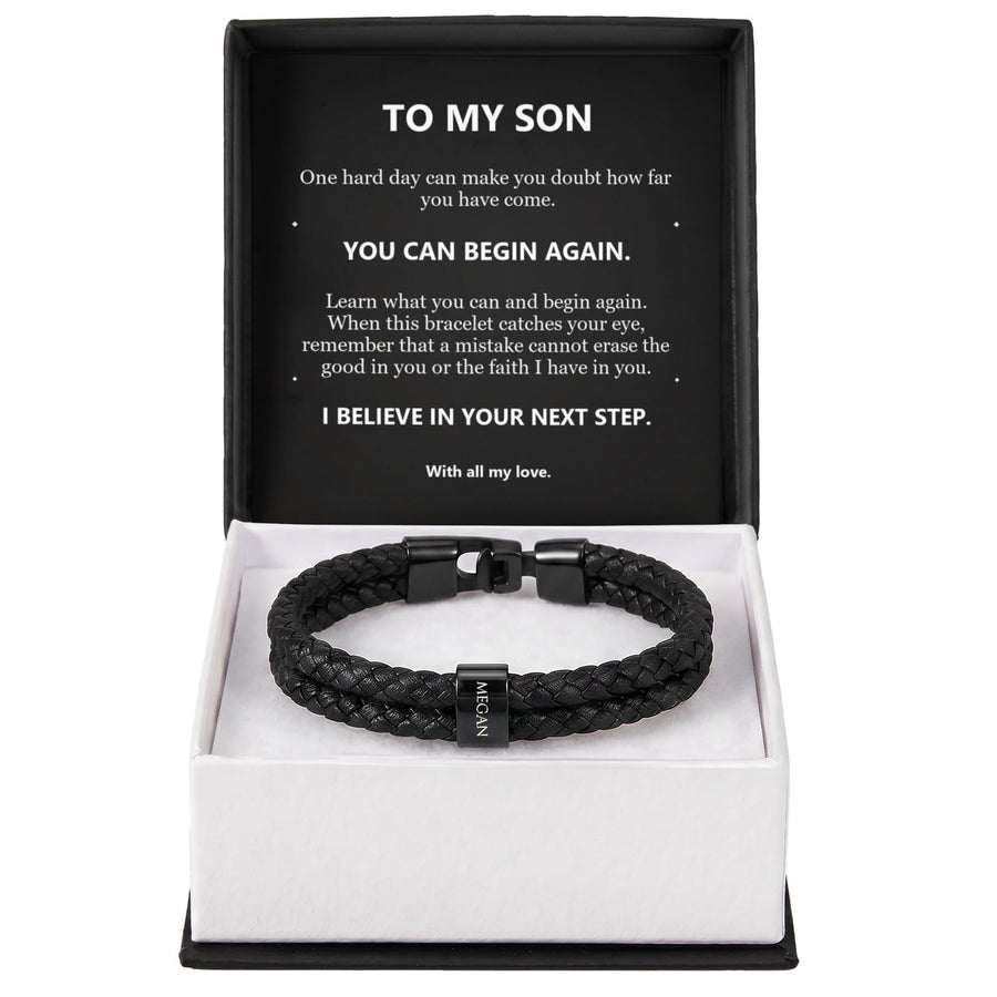 To My Son, You Can Begin Again - Personalized Name Bracelet