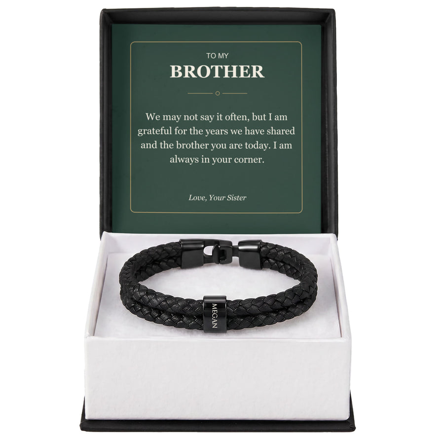 To My Brother, Always in Your Corner - Personalized Name Bracelet