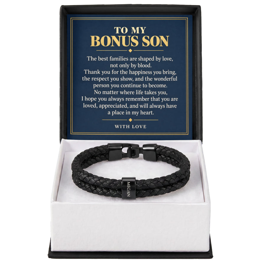 To My Bonus Son Personalized Name Bracelet - Shaped by Love, Not Only Blood