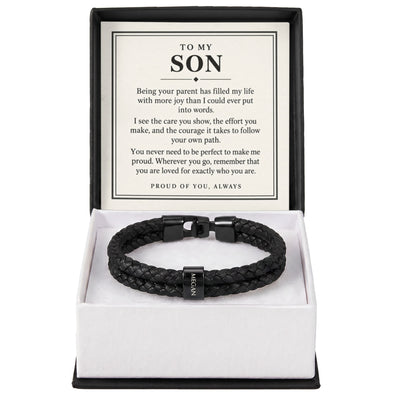 Load image into Gallery viewer, To My Son Personalized Name Bracelet - Proud of You Always
