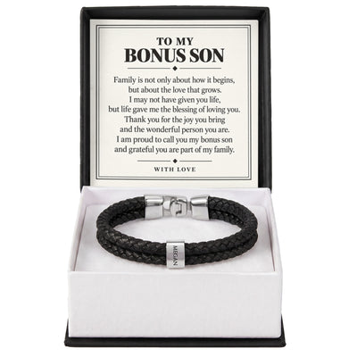 Load image into Gallery viewer, To My Bonus Son Personalized Name Bracelet - The Blessing of Loving You
