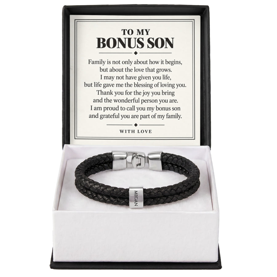 To My Bonus Son Personalized Name Bracelet - The Blessing of Loving You
