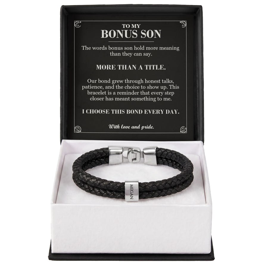 To My Bonus Son, More Than a Title - Personalized Name Bracelet