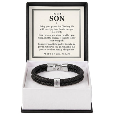 Load image into Gallery viewer, To My Son Personalized Name Bracelet - Proud of You Always
