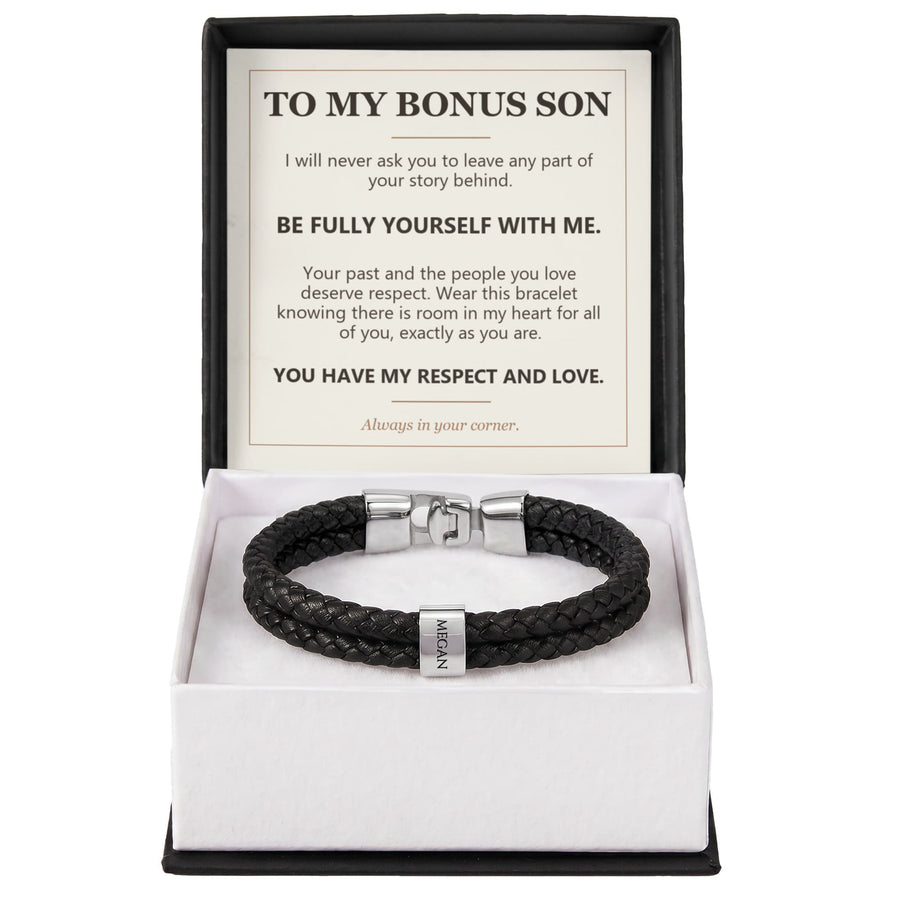 To My Bonus Son, Be Fully Yourself with Me - Personalized Name Bracelet