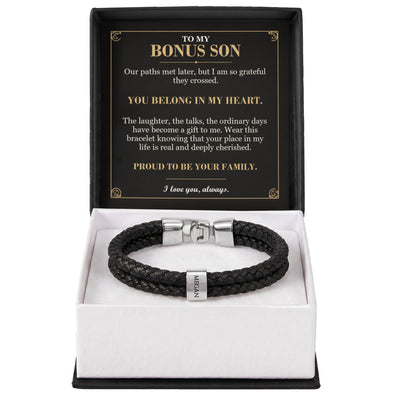 Load image into Gallery viewer, To My Bonus Son, You Belong in My Heart - Personalized Name Bracelet
