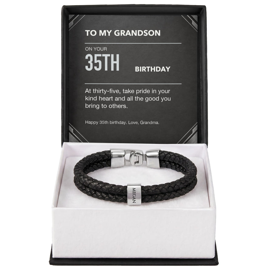 To My Grandson 35th Birthday Men's Personalized Name Bracelet from Grandma