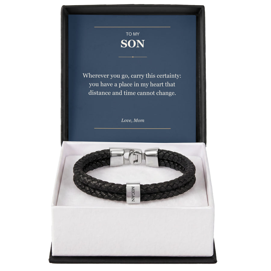 To My Son, Always in My Heart - Personalized Name Bracelet