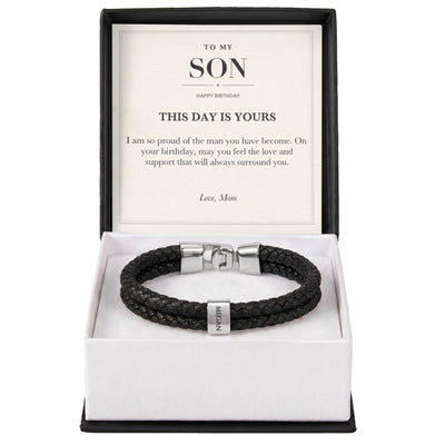 Load image into Gallery viewer, To My Son Birthday Personalized Name Bracelet - This Day Is Yours
