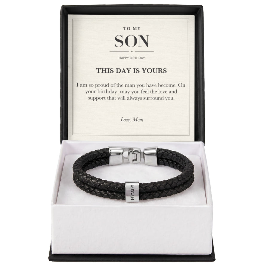 To My Son Birthday Personalized Name Bracelet - This Day Is Yours