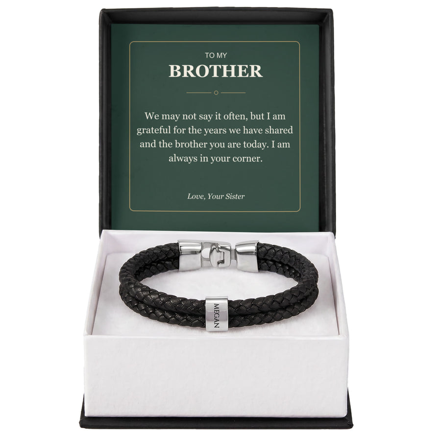 To My Brother, Always in Your Corner - Personalized Name Bracelet