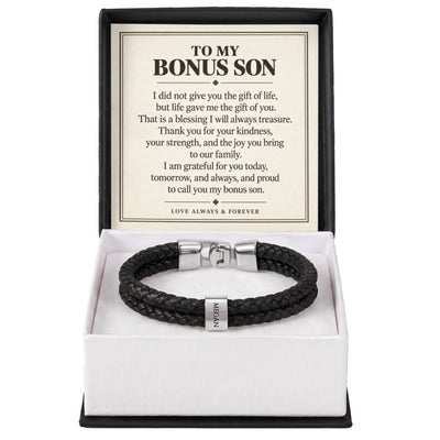 Load image into Gallery viewer, To My Bonus Son Personalized Name Bracelet - Life Gave Me the Gift of You
