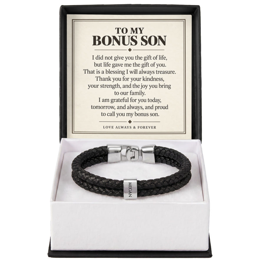 To My Bonus Son Personalized Name Bracelet - Life Gave Me the Gift of You
