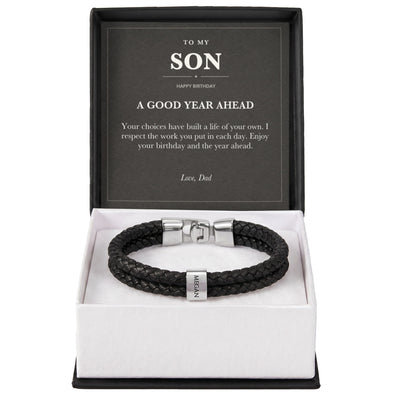 Load image into Gallery viewer, To My Son Birthday Name Bracelet from Dad - A Good Year Ahead
