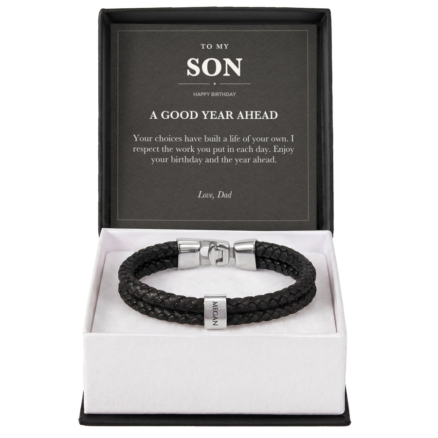 To My Son Birthday Name Bracelet from Dad - A Good Year Ahead