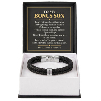 Load image into Gallery viewer, To My Bonus Son Personalized Name Bracelet - Proud to Call You Family
