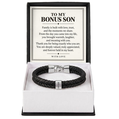 Load image into Gallery viewer, To My Bonus Son Personalized Name Bracelet - Forever Held in My Heart
