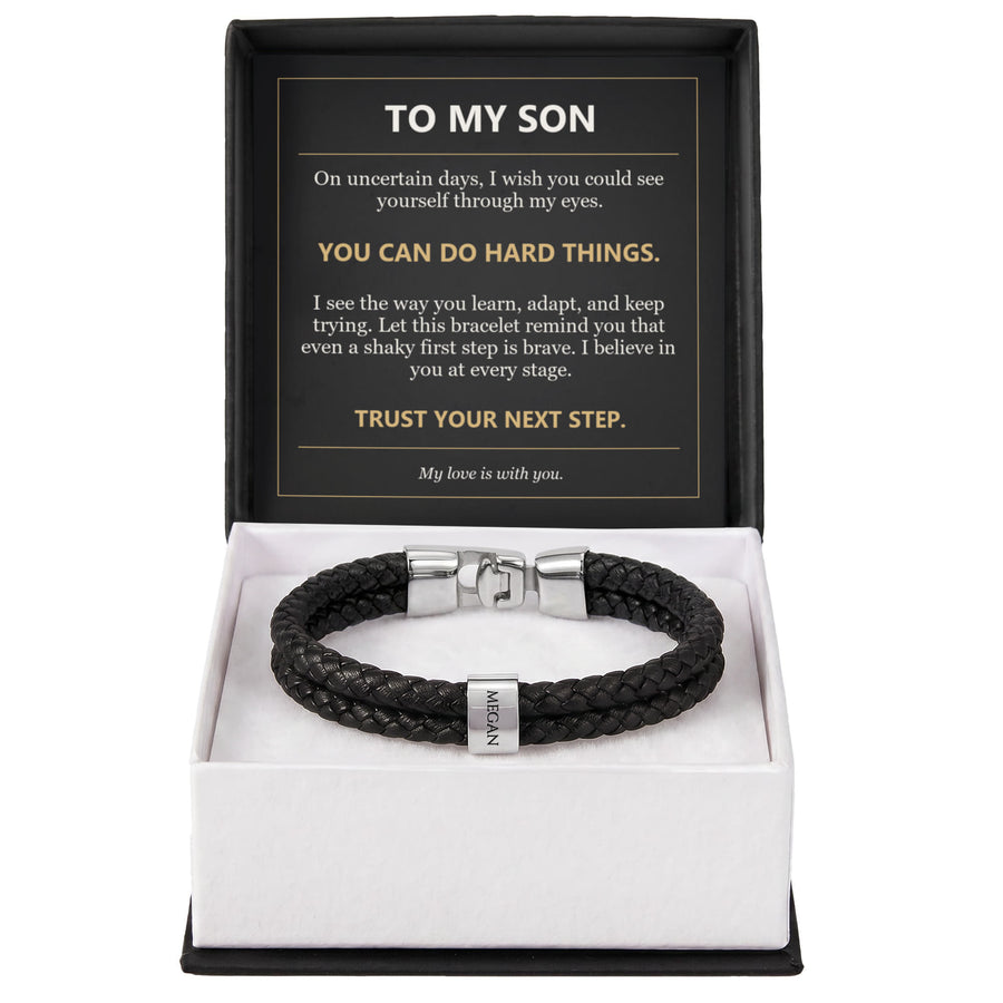 To My Son, You Can Do Hard Things - Personalized Name Bracelet