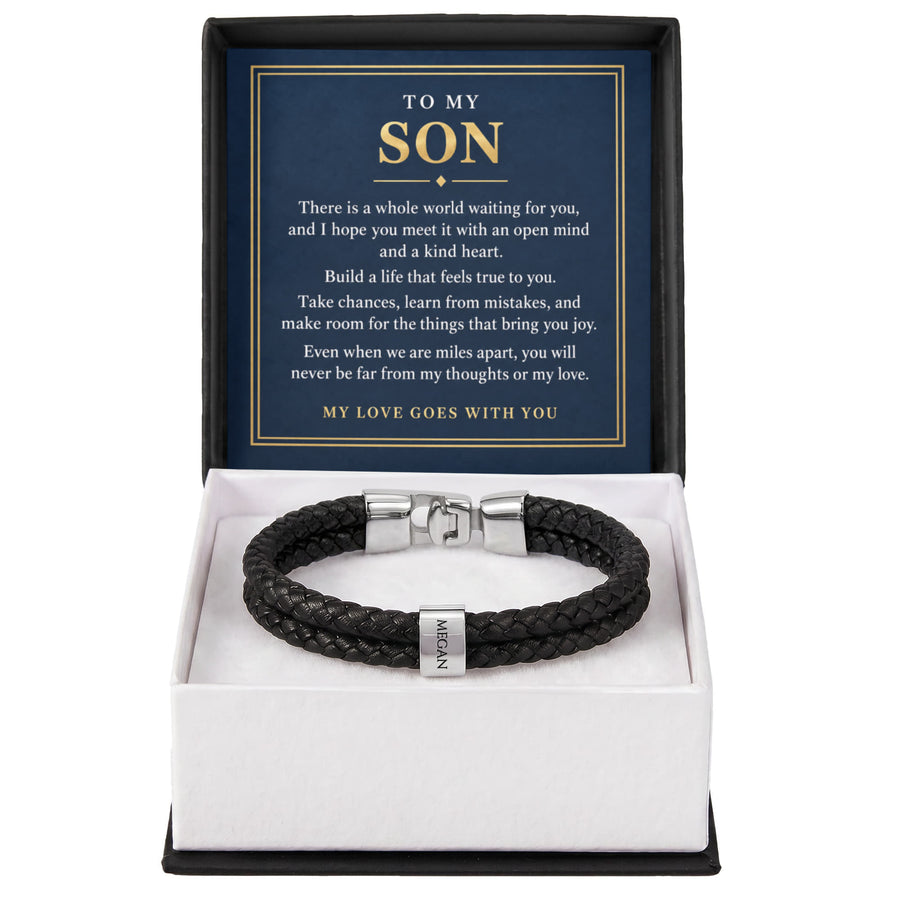 To My Son Personalized Name Bracelet - My Love Goes With You