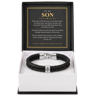 Load image into Gallery viewer, To My Son Personalized Name Bracelet - Loved Through Every Season

