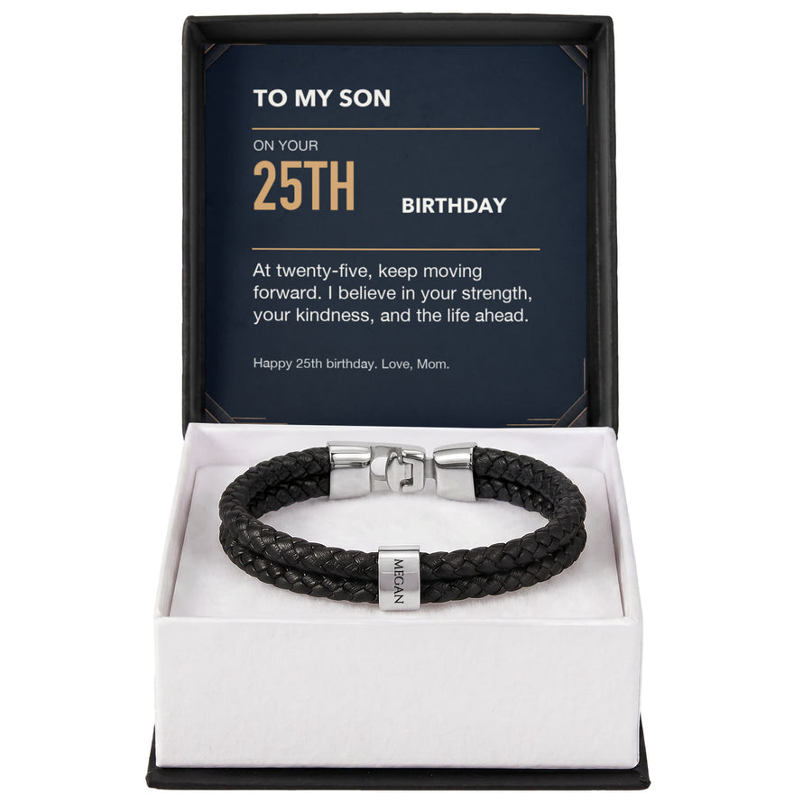 To My Son 25th Birthday Men's Personalized Name Bracelet from Mom