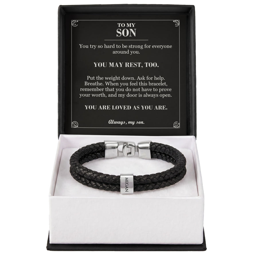 To My Son, You May Rest Too - Personalized Name Bracelet