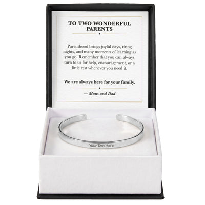 Load image into Gallery viewer, To Two Wonderful Parents Cuff Bracelet New Parent Gift
