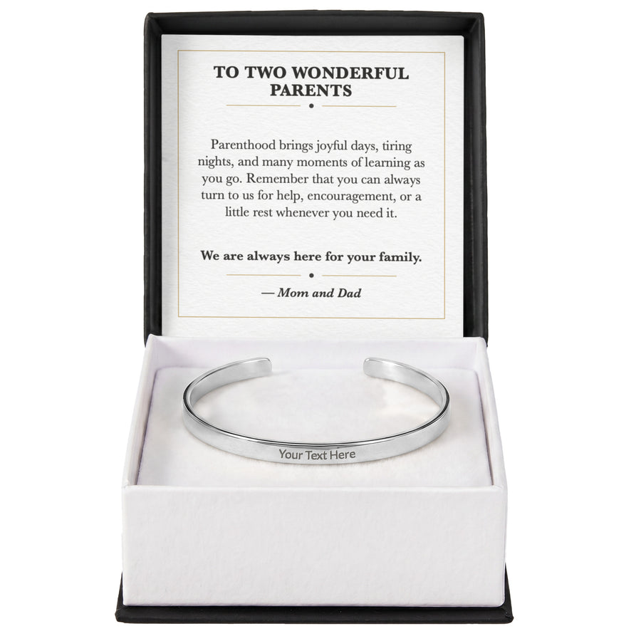 To Two Wonderful Parents Cuff Bracelet New Parent Gift