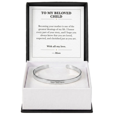 Load image into Gallery viewer, To My Beloved Child Cuff Bracelet Adoption Gift from Mom
