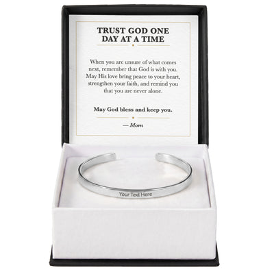 Load image into Gallery viewer, Trust God One Day at a Time Cuff Bracelet Faith Gift

