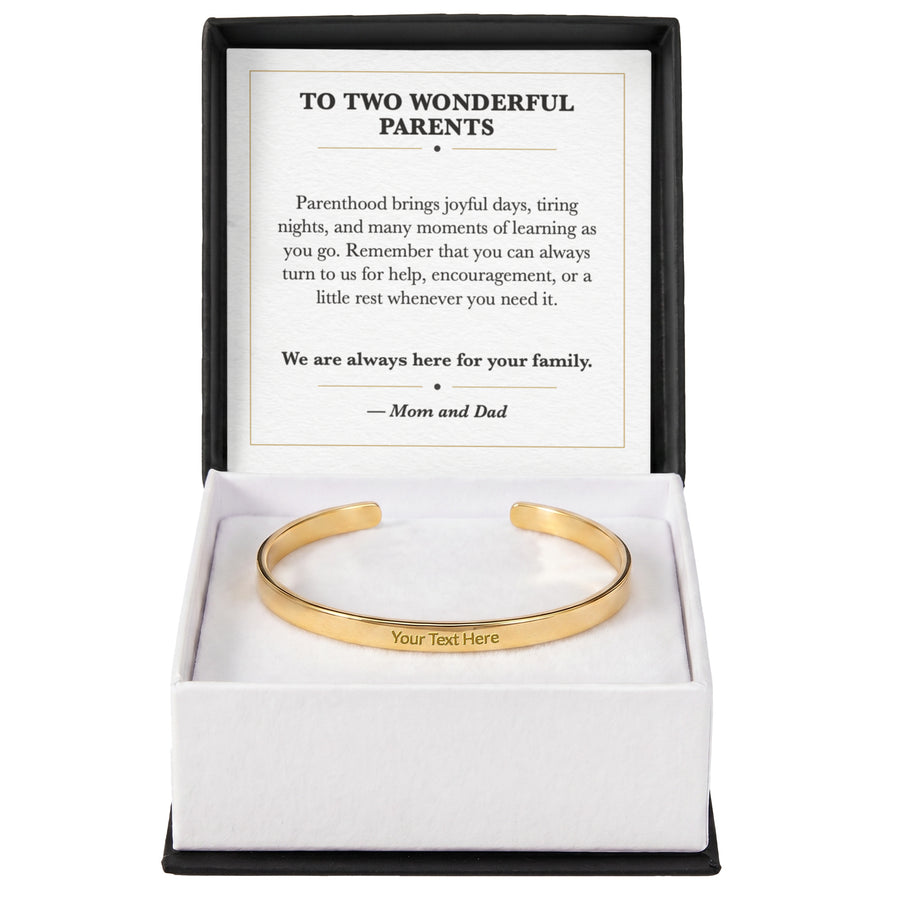 To Two Wonderful Parents Cuff Bracelet New Parent Gift