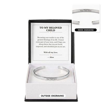 Load image into Gallery viewer, To My Beloved Child Cuff Bracelet Adoption Gift from Mom
