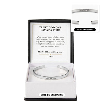 Load image into Gallery viewer, Trust God One Day at a Time Cuff Bracelet Faith Gift
