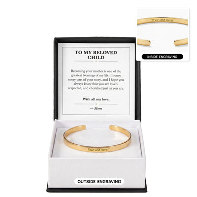 Load image into Gallery viewer, To My Beloved Child Cuff Bracelet Adoption Gift from Mom

