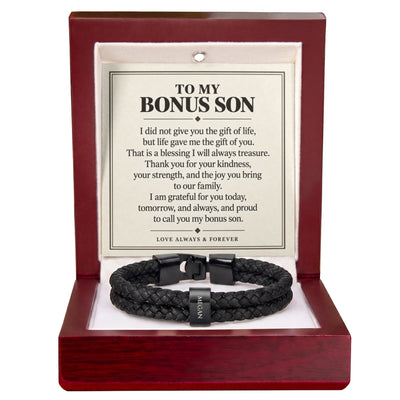 Load image into Gallery viewer, To My Bonus Son Personalized Name Bracelet - Life Gave Me the Gift of You
