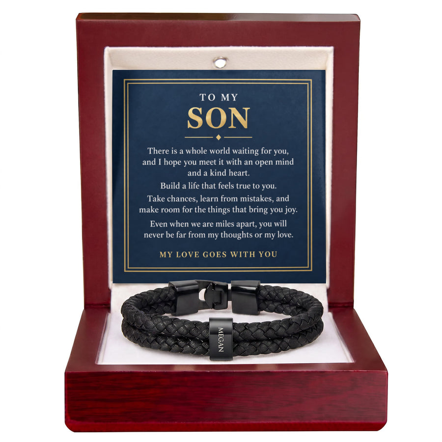 To My Son Personalized Name Bracelet - My Love Goes With You