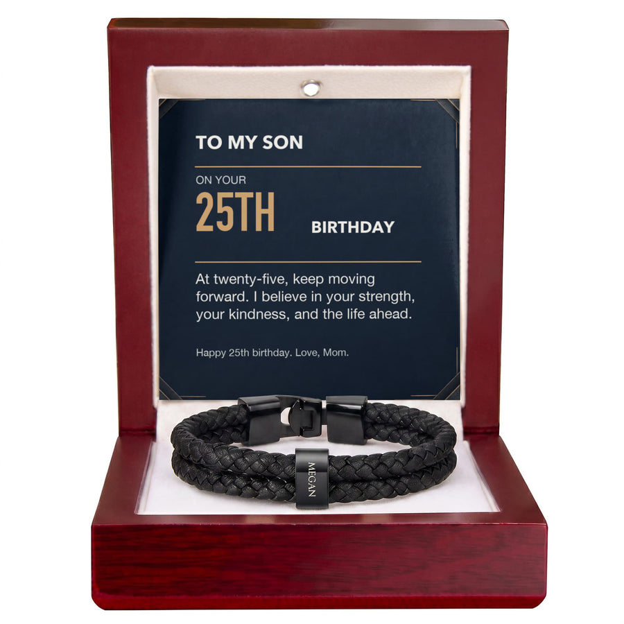 To My Son 25th Birthday Men's Personalized Name Bracelet from Mom