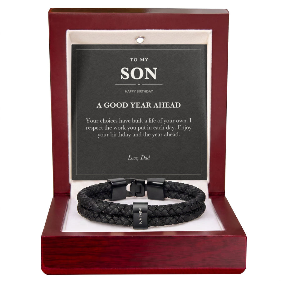 To My Son Birthday Name Bracelet from Dad - A Good Year Ahead