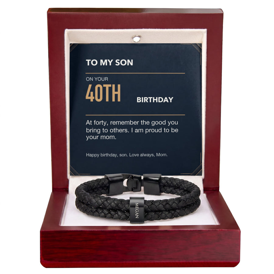 To My Son 40th Birthday Men's Personalized Name Bracelet from Mom