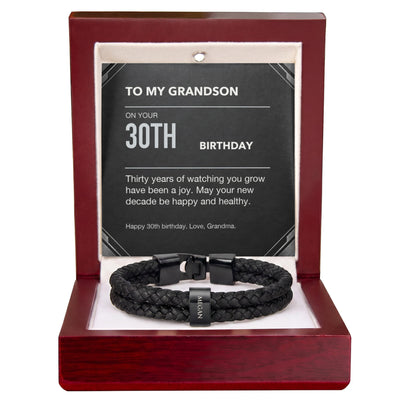 Load image into Gallery viewer, To My Grandson 30th Birthday Men&amp;#39;s Personalized Name Bracelet from Grandma
