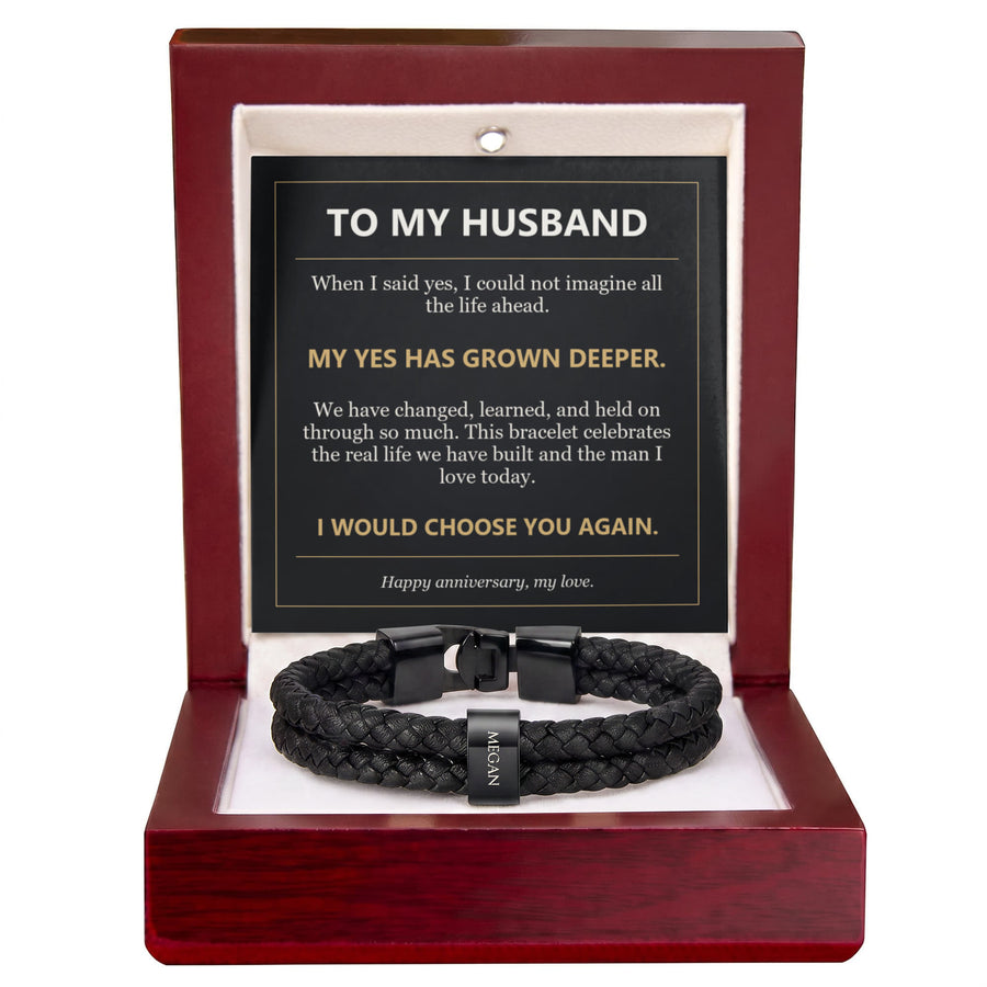 To My Husband, I Would Choose You Again - Personalized Name Bracelet