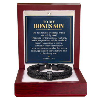 Load image into Gallery viewer, To My Bonus Son Personalized Name Bracelet - Shaped by Love, Not Only Blood
