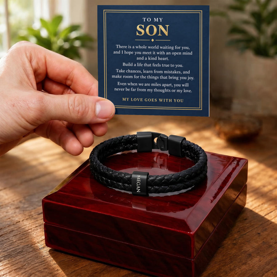 To My Son Personalized Name Bracelet - My Love Goes With You