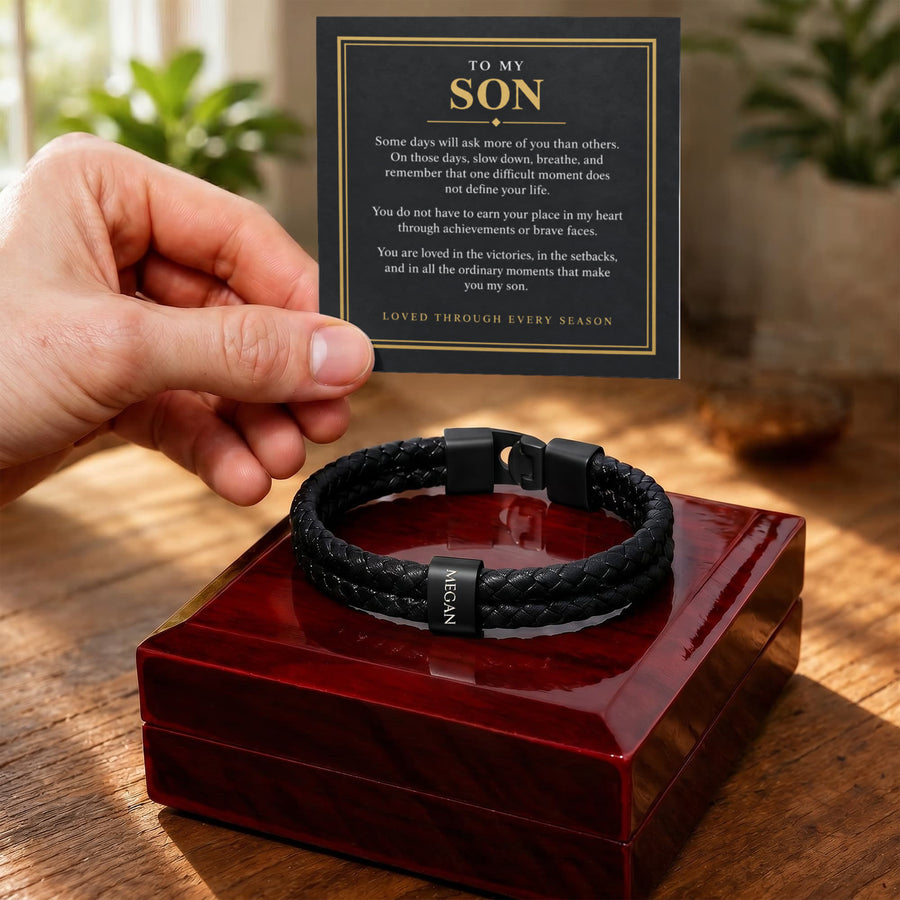 To My Son Personalized Name Bracelet - Loved Through Every Season