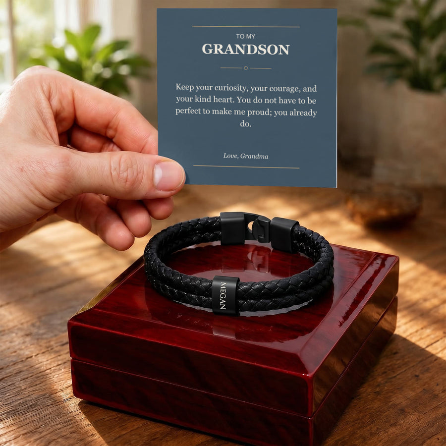 To My Grandson, You Already Make Me Proud - Personalized Name Bracelet
